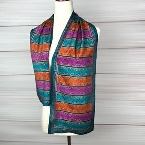 Vintage Albert Nipon for XllX Karat Silk Scarf 50” Colorful Blocks Rectangle